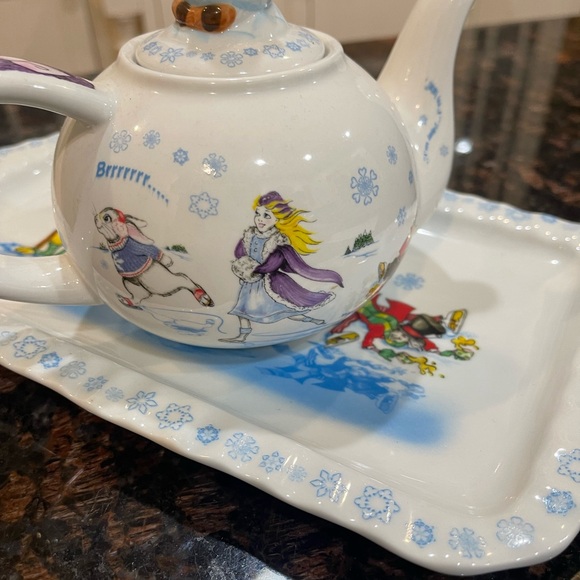 Alice in Wonderland cafe by Paul Cardeau teapot and platter - Picture 2 of 9